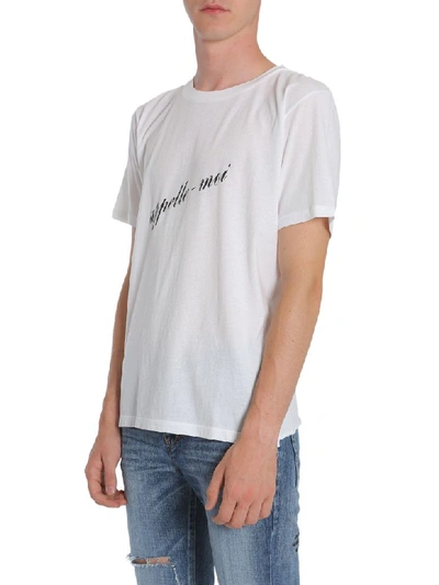 Shop Saint Laurent Appelle Moi Print T-shirt In Bianco