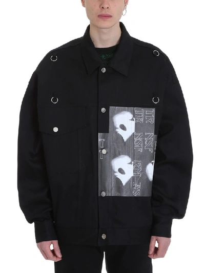 Shop Raf Simons Bold Head Black Denim Jacket