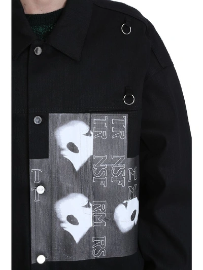 Shop Raf Simons Bold Head Black Denim Jacket