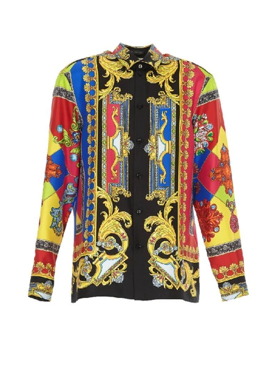 Shop Versace Printed Silk Shirt In Multicolor