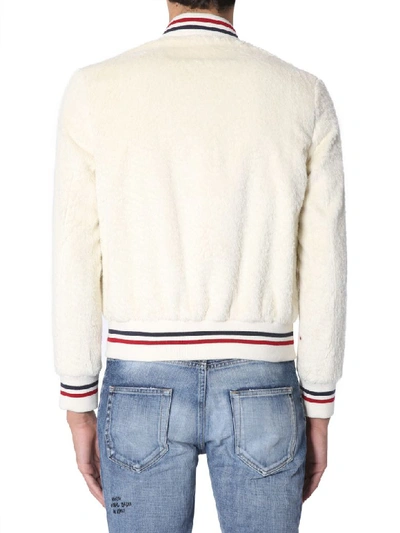 Shop Saint Laurent Varsity Jacket In Avorio