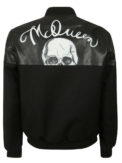 Shop Alexander Mcqueen Skull Bomber In Black/white