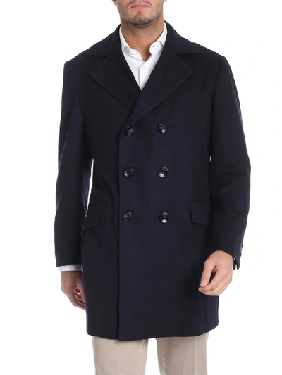 Shop Kiton Coat Cashmere In Blue