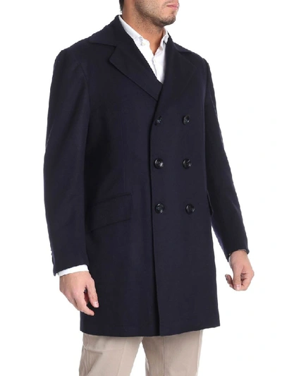 Shop Kiton Coat Cashmere In Blue