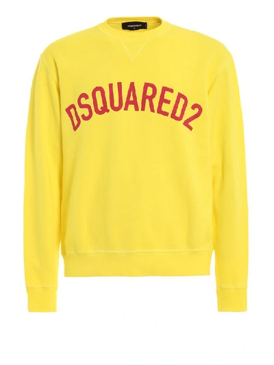 Shop Dsquared2 Logo Print Sweatshirt In Yellow