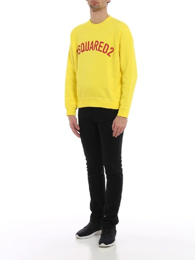 Shop Dsquared2 Logo Print Sweatshirt In Yellow