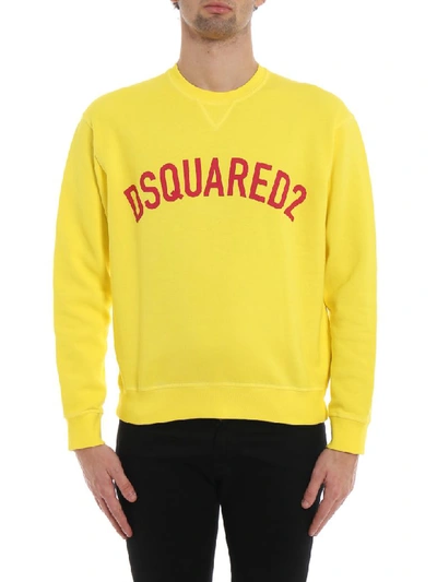 Shop Dsquared2 Logo Print Sweatshirt In Yellow