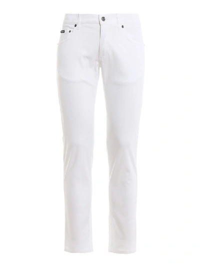 Shop Dolce & Gabbana Low Rise Skinny Jeans In Natural White