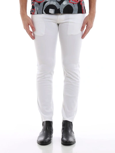 Shop Dolce & Gabbana Low Rise Skinny Jeans In Natural White