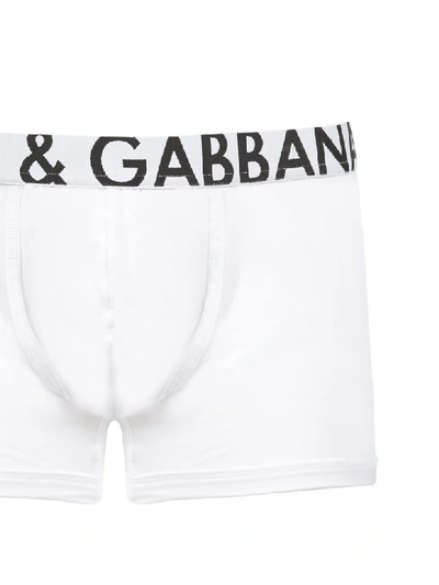 Shop Dolce & Gabbana Logo Waistband Boxer Shorts In Bianco Nero