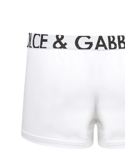 Shop Dolce & Gabbana Logo Waistband Boxer Shorts In Bianco Nero