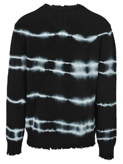 Shop Msgm Tie Dye Sweater In Black + White