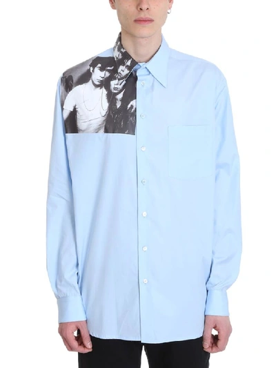 Shop Raf Simons Light Blue Cotton Shirt In Cyan