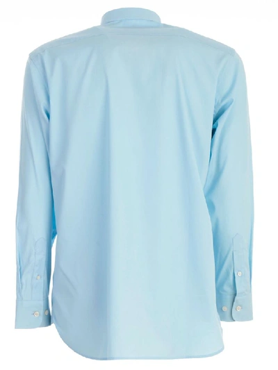 Shop Burberry Embroidered Logo Shirt In Pale Blue