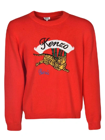 Shop Kenzo Knitted Sweater In Orange