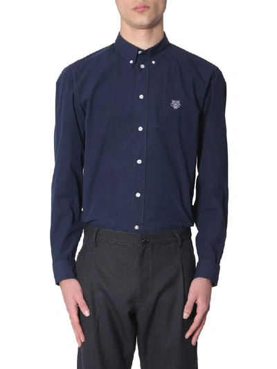 Shop Kenzo Button-down Shirt In Blu