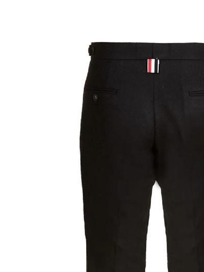 Shop Thom Browne Trousers In Nero Grigio Scuro