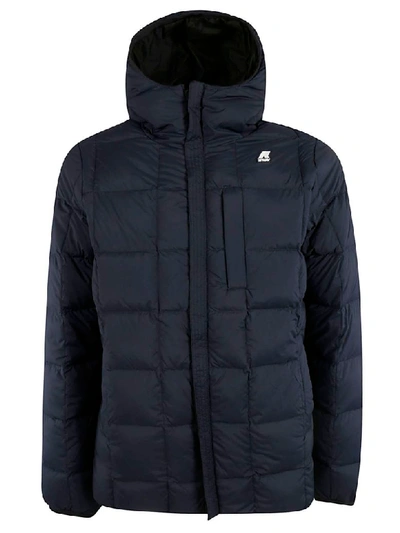 K-way Logo Patch Down Jacket In Black/blue