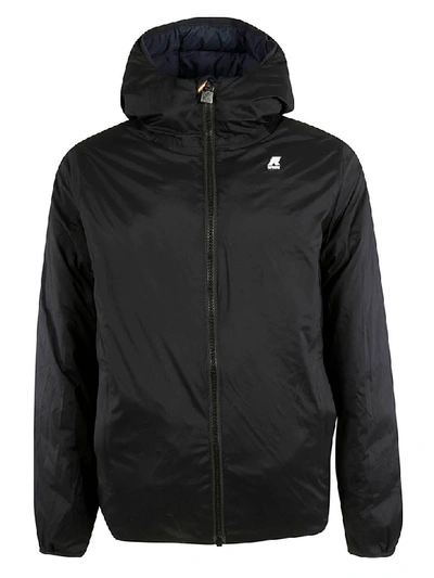 K-way Logo Patch Down Jacket In Black/blue