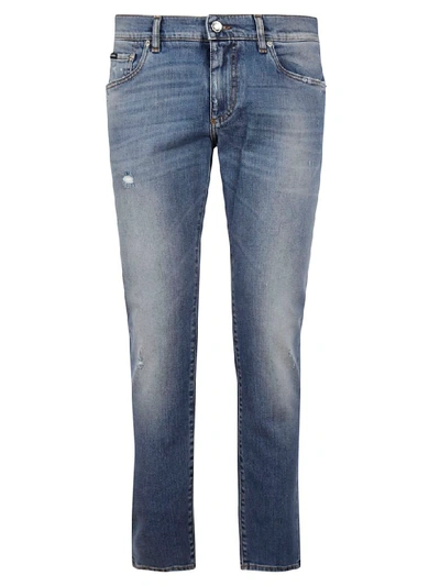 Shop Dolce & Gabbana Classic Faded Jeans In Light Blue