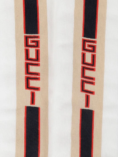 Shop Gucci Logo Stripe Socks In Ivory
