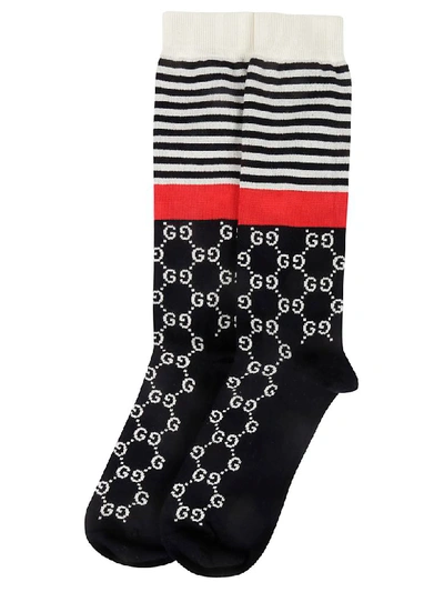 Shop Gucci Interlocking G Striped Socks In Blue