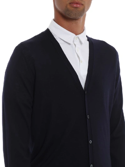 Shop Prada V-neck Cardigan In Svf Blu