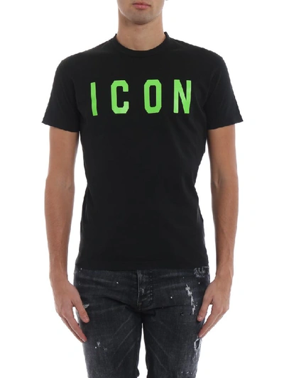 Shop Dsquared2 Icon Printed T-shirt In X Black/green