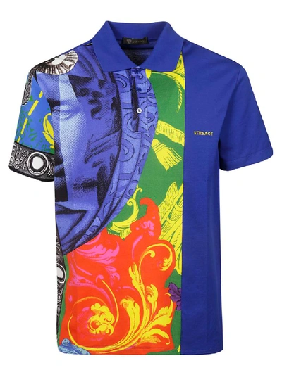 Shop Versace Magna Grecia Polo Shirt In Multicolored