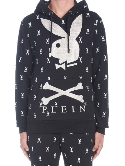 Shop Philipp Plein Playboy Hoodie In Black & White