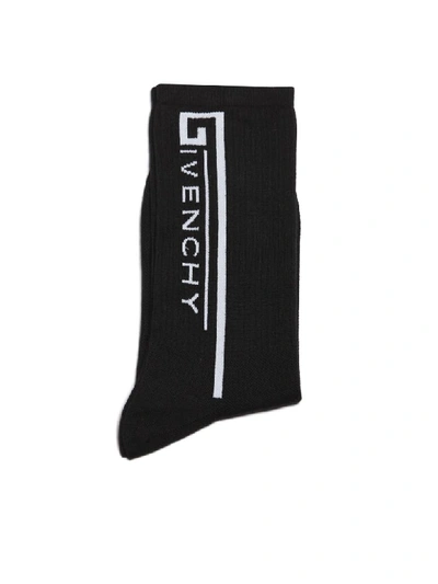 Shop Givenchy Logo Socks In Nero Bianco