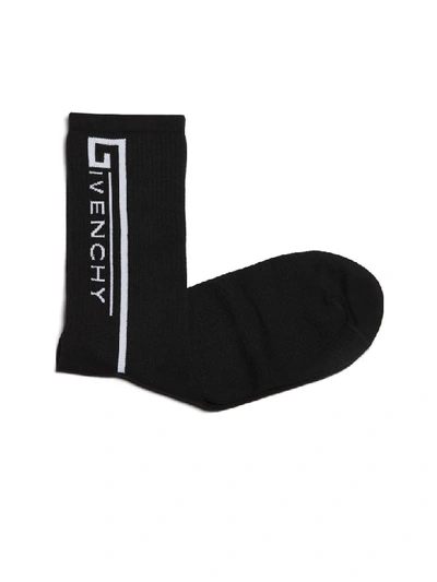 Shop Givenchy Logo Socks In Nero Bianco