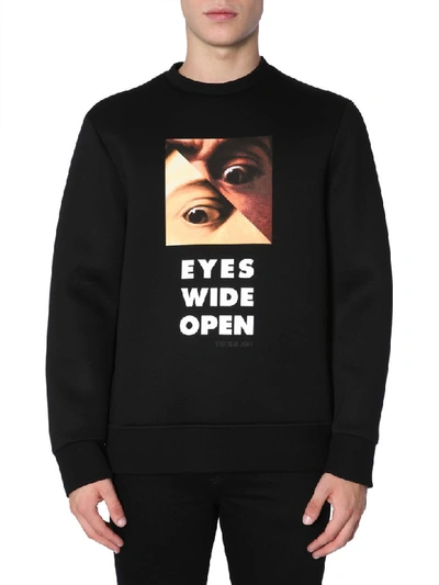 Shop Neil Barrett Eyes Wide Open Printed Sweatshirt In Nero