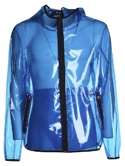 Shop N°21 Transparent Hooded Jacket In Turchese