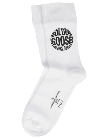 Shop Golden Goose Logo Detail Socks In White/black