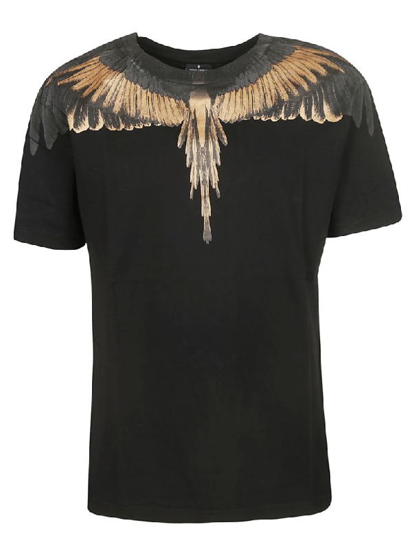 Marcelo Burlon County Of Milan Wings T-shirt In Black/gold | ModeSens