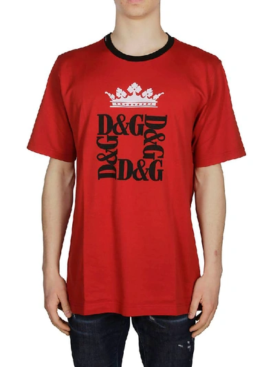 Shop Dolce & Gabbana Crown Logo Print T-shirt In Red