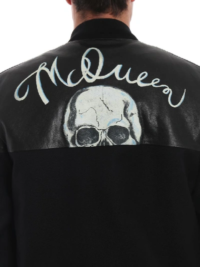 Shop Alexander Mcqueen Skull Print Bomber In Black/white