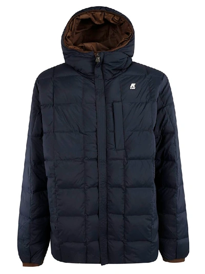 K-way Logo Patch Down Jacket In Brown/blue