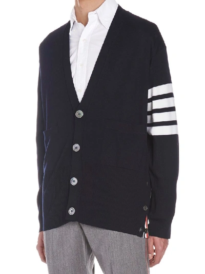 Shop Thom Browne Cardigan In Blue