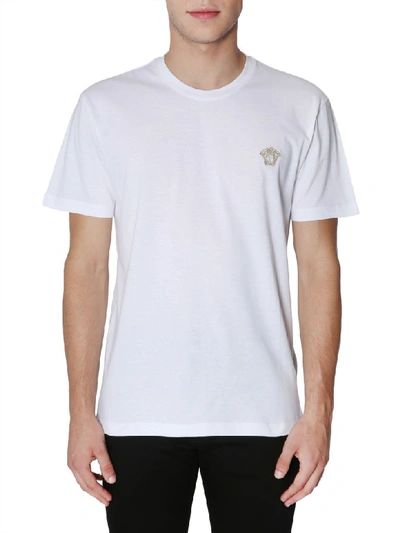 Shop Versace Round Collar T-shirt In Bianco