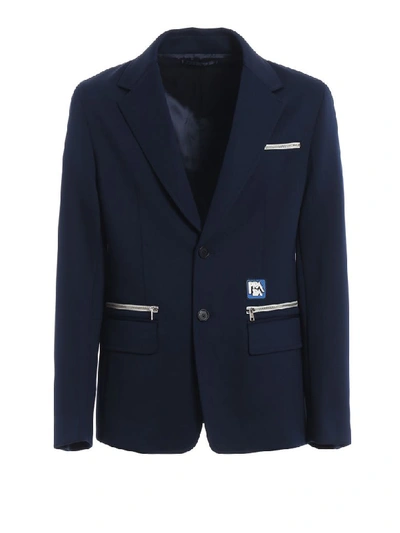 Shop Prada Tecno Blazer In Baltico