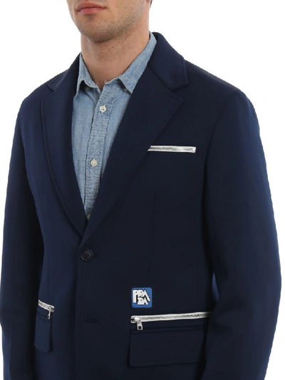 Shop Prada Tecno Blazer In Baltico