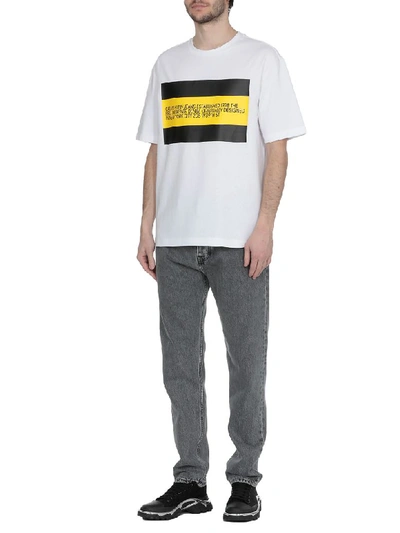 Shop Calvin Klein Cotton T-shirt In White/ Black Yellow Flag