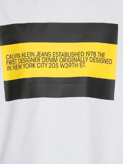 Shop Calvin Klein Cotton T-shirt In White/ Black Yellow Flag