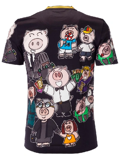 Shop Dolce & Gabbana Pig Family Print T-shirt In Gray