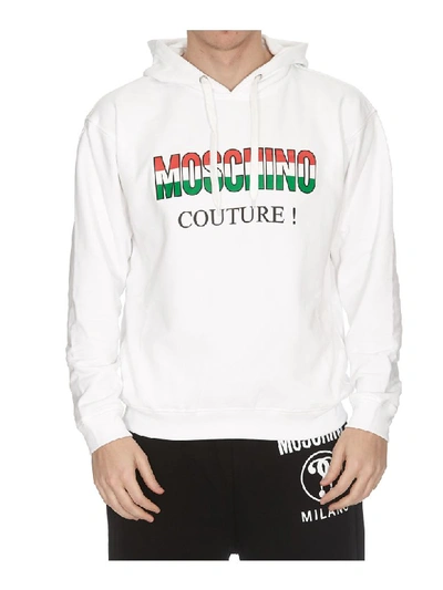 Shop Moschino Logo Hoodie In White