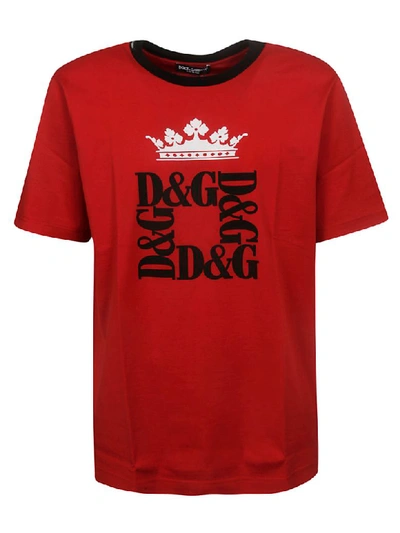 Shop Dolce & Gabbana Crown Logo Print T-shirt In Dg Corone Bordeaux