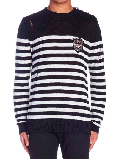 Shop Balmain Sweater In Black & White