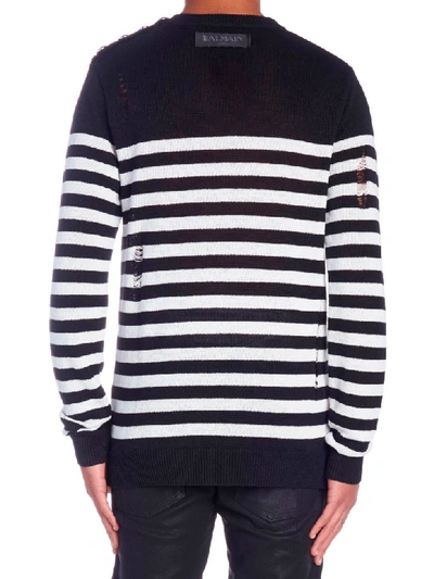 Shop Balmain Sweater In Black & White